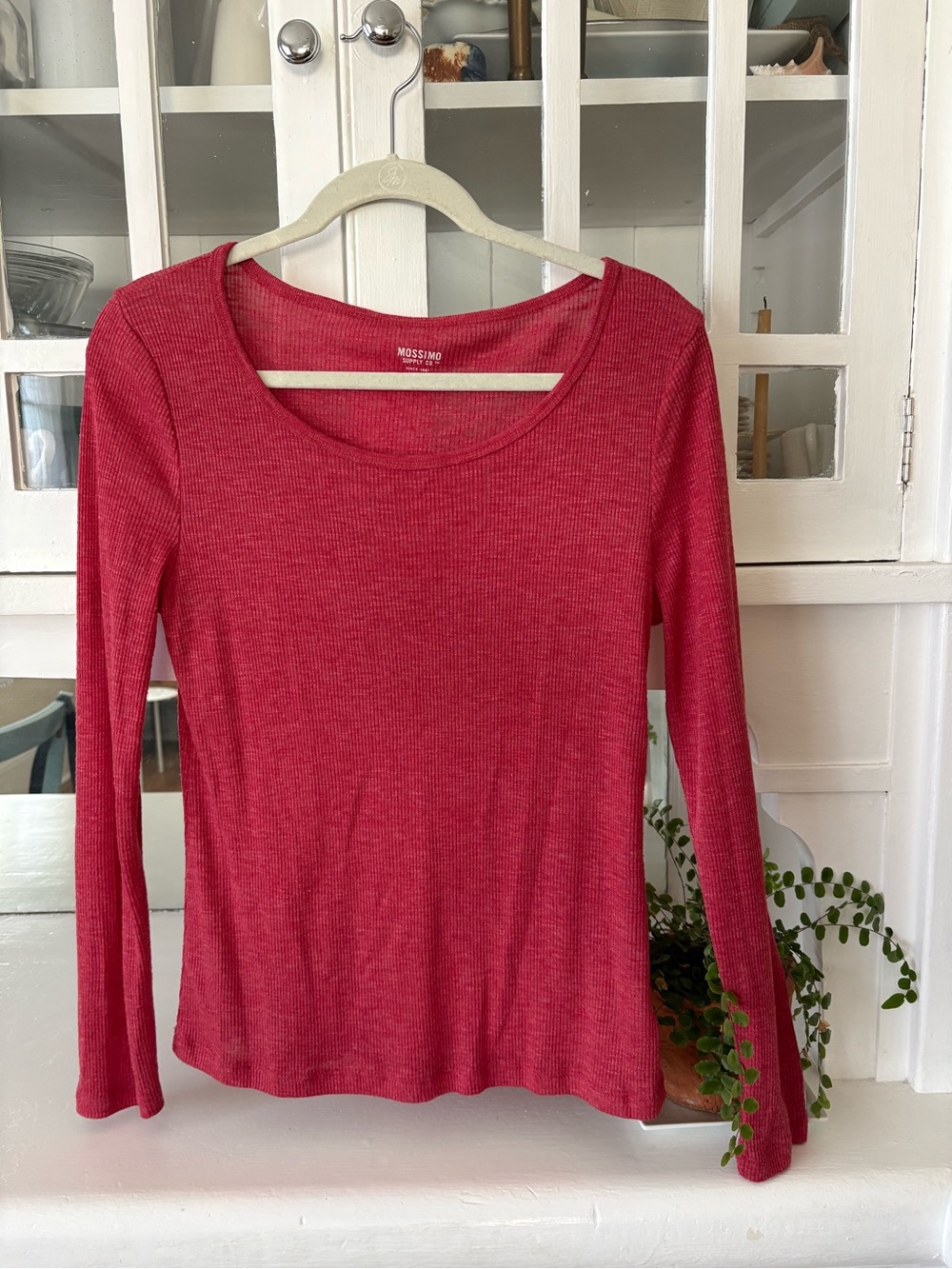 Mossimo Supply Co. Long-Sleeve Scoop Neck Top in Raspberry Pink